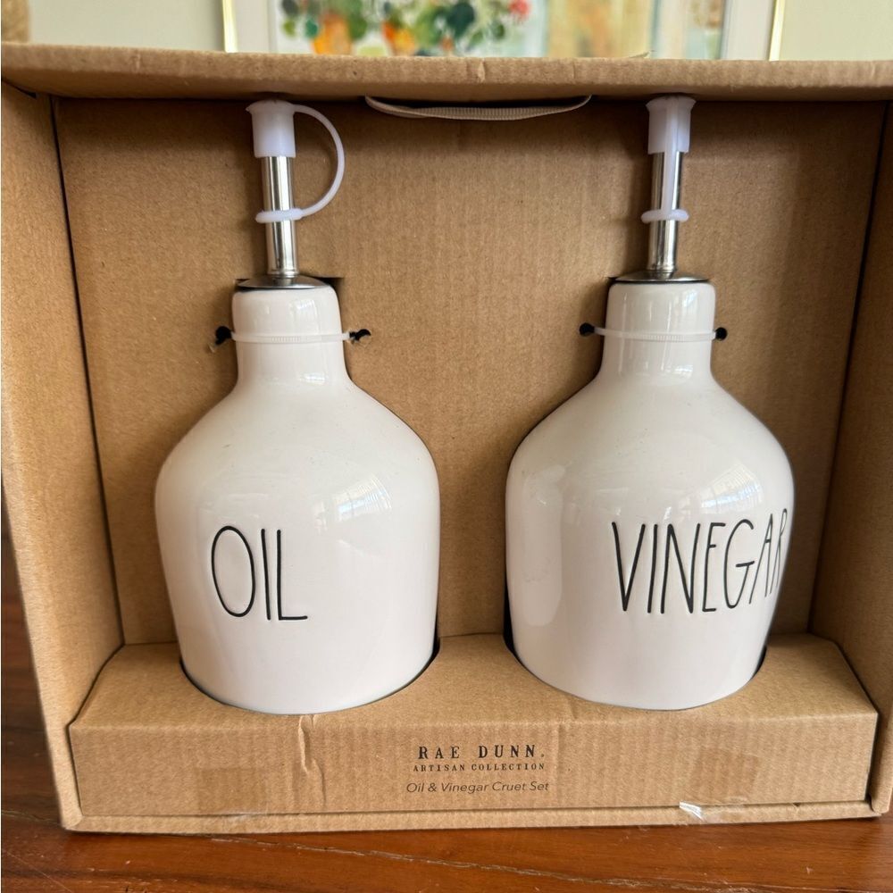 Rae Dunn Artisan Oil and Vinegar Cruet Set NIB